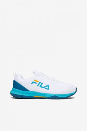 White / Blue / Gold Women's Fila Volley Burst Pickleball Shoes | Saudi Arabia-405623
