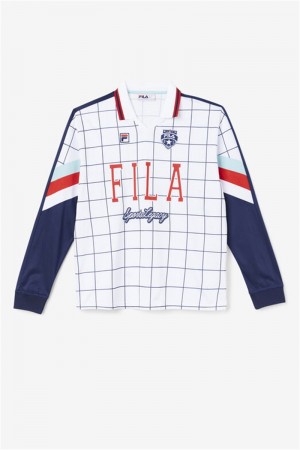 White / Blue / Red Men's Fila Kay Goalie Jersey | Saudi Arabia-195463