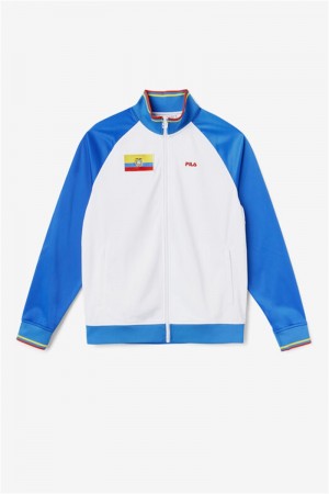 White / Blue / Red / Yellow Men's Fila Ecuador Track Jackets | Saudi Arabia-794358