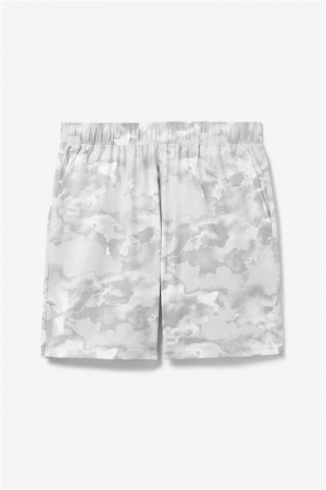 White / Multicolor Men's Fila Deuce Court Printed Shorts | Saudi Arabia-513048