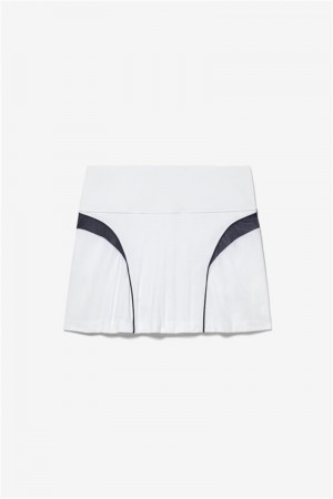 White / Navy Women's Fila Alley Flirty Skirts | Saudi Arabia-186403