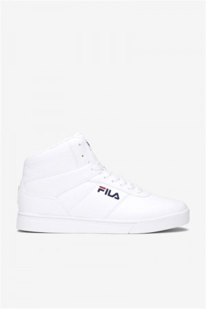 White / Navy / Red Men's Fila Impress Ll Mid Shoes | Saudi Arabia-108256