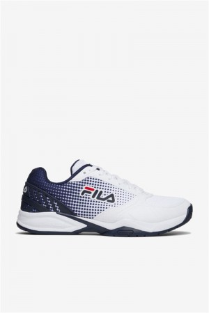 White / Navy / Red Men's Fila Volley Zone Pickleball Shoes | Saudi Arabia-835409