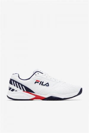 White / Navy / Red Men's Fila Volley Zone Pickleball Shoes | Saudi Arabia-592701