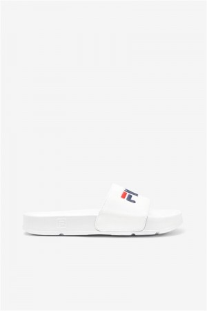 White / Navy / Red Women's Fila Drifter Slides | Saudi Arabia-140928