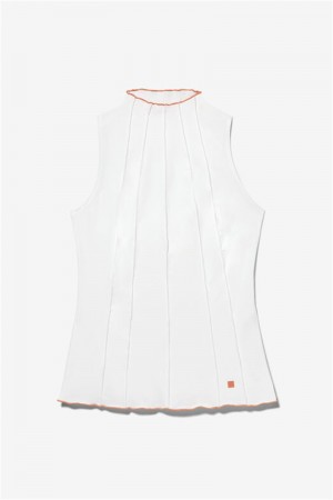 White / Orange Women's Fila Groundbreaker Full Coverage Tanks | Saudi Arabia-382604
