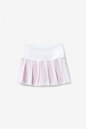 White / Pink Peacock Women's Fila Center Court 12" Skirts | Saudi Arabia-785290