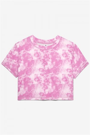 White / Pink Women's Fila Forza Dance Tee | Saudi Arabia-785624