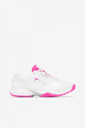 White / Pink Women's Fila Volley Zone Pickleball Shoes | Saudi Arabia-938501