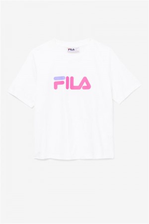 White / Pink / Purple Women's Fila Miss Eagle Tee | Saudi Arabia-874062