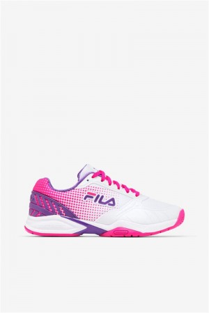 White / Pink / Purple Women's Fila Volley Zone Pickleball Shoes | Saudi Arabia-136527