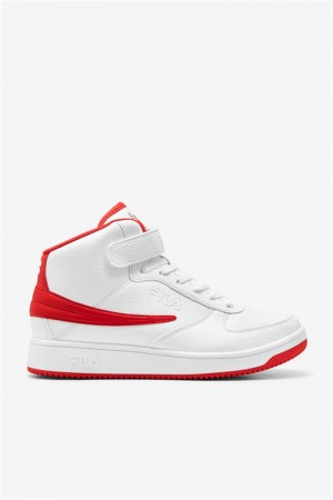White / Red / White Men's Fila A-High Shoes | Saudi Arabia-798640