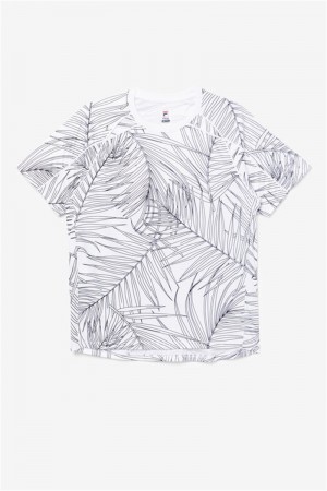 White / White Men's Fila Pickleball Short Sleeve Crew Shirts | Saudi Arabia-320598