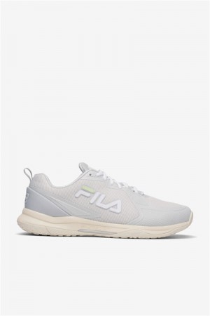 White / White / Green Men's Fila Volley Burst Pickleball Shoes | Saudi Arabia-925314