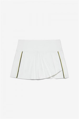 White / Yellow / Black Women's Fila Backspin Wrap Skirts | Saudi Arabia-472538