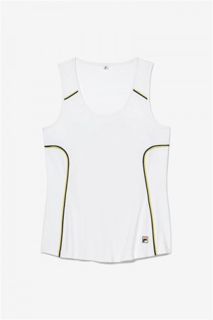 White / Yellow / Black Women's Fila Backspin Full Coverage Tanks | Saudi Arabia-526374