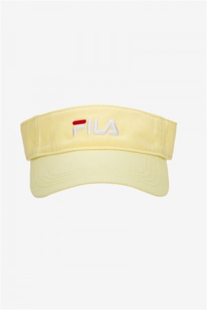 Yellow Men's Fila Embroidered Visor Hats | Saudi Arabia-842735