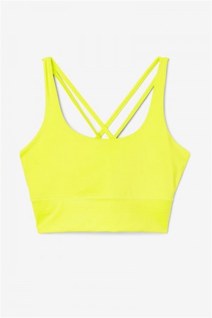 Yellow Women's Fila Uplift Cross Back Top Bras | Saudi Arabia-709235