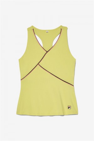 Yellow / Black / Coral Pink Women's Fila Backspin Racerback Tanks | Saudi Arabia-964157