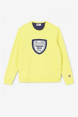Yellow / Navy Men's Fila Kush Crew Tops | Saudi Arabia-640712