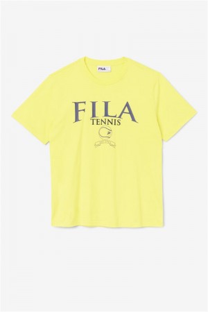 Yellow / Navy Men's Fila Saran Tee | Saudi Arabia-276534