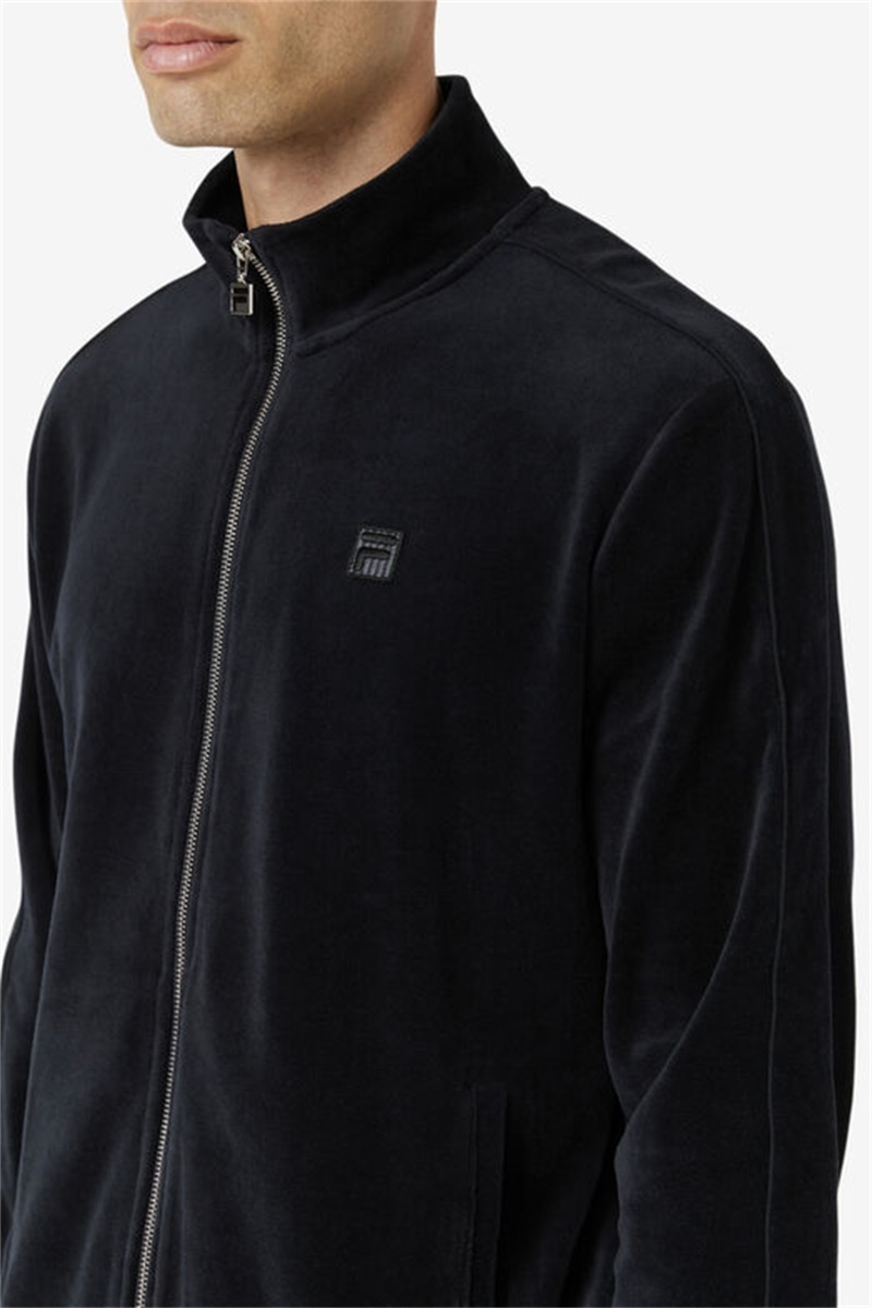 Black Men's Fila Deverall Velour Jackets | Saudi Arabia-146807