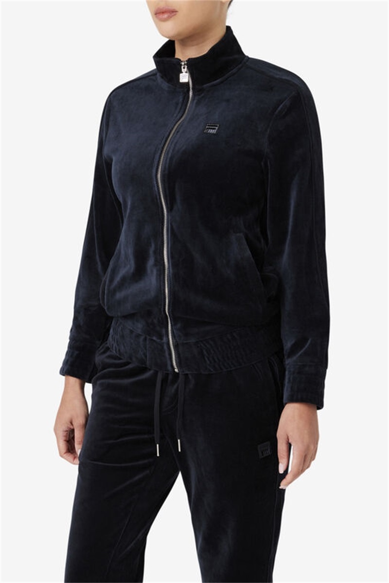 Black Men's Fila Deverall Velour Jackets | Saudi Arabia-146807