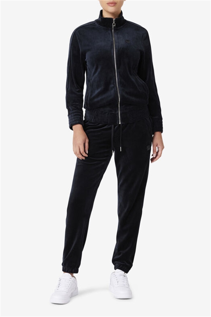 Black Men's Fila Deverall Velour Jackets | Saudi Arabia-146807