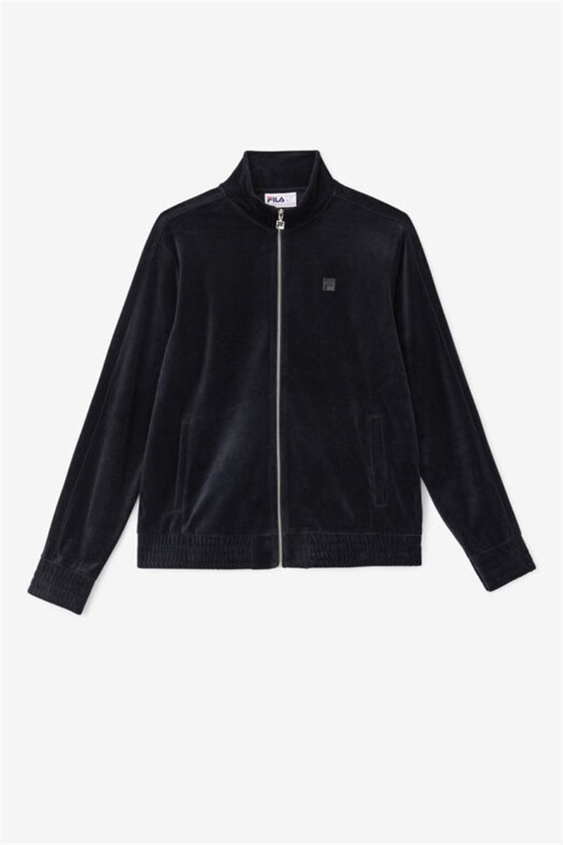 Black Men\'s Fila Deverall Velour Jackets | Saudi Arabia-146807