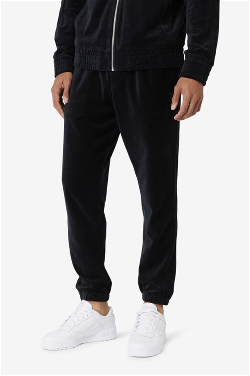 Black Men's Fila Deverall Velour Pants | Saudi Arabia-135642