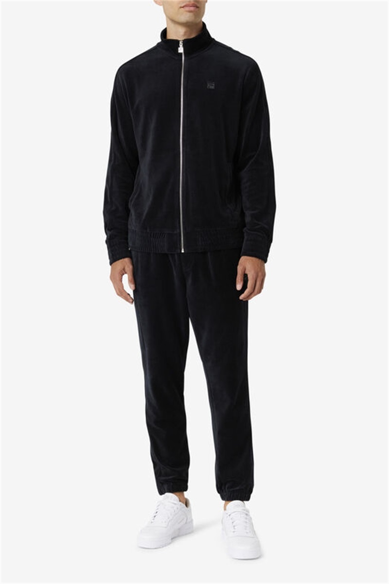 Black Men's Fila Deverall Velour Pants | Saudi Arabia-135642