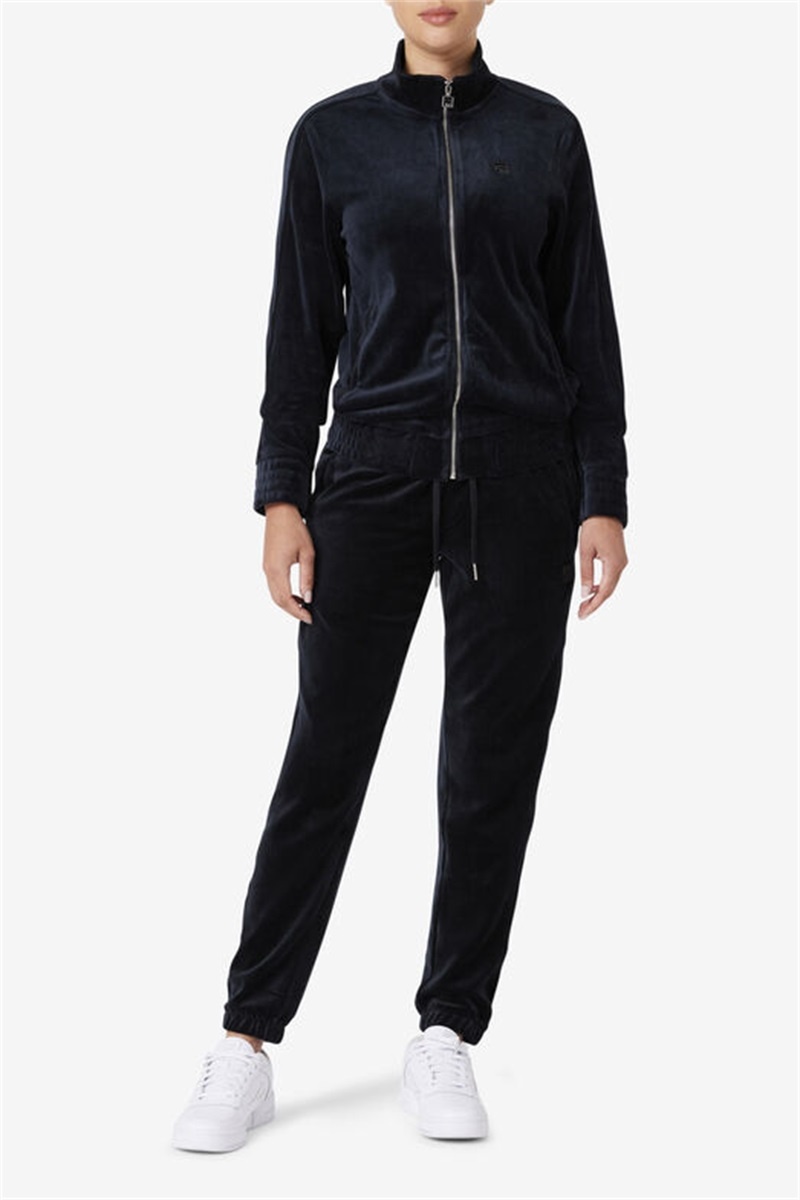 Black Men's Fila Deverall Velour Pants | Saudi Arabia-135642