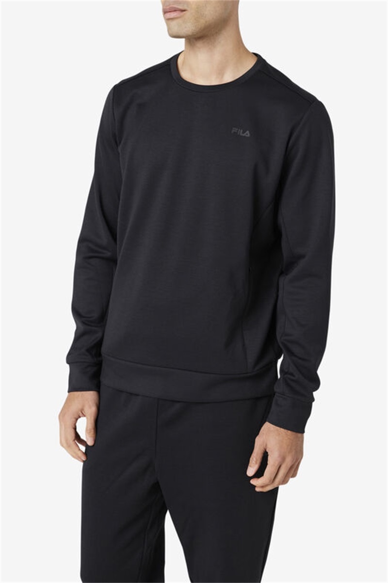 Black Men's Fila Emry Crew Sweatshirts | Saudi Arabia-298710