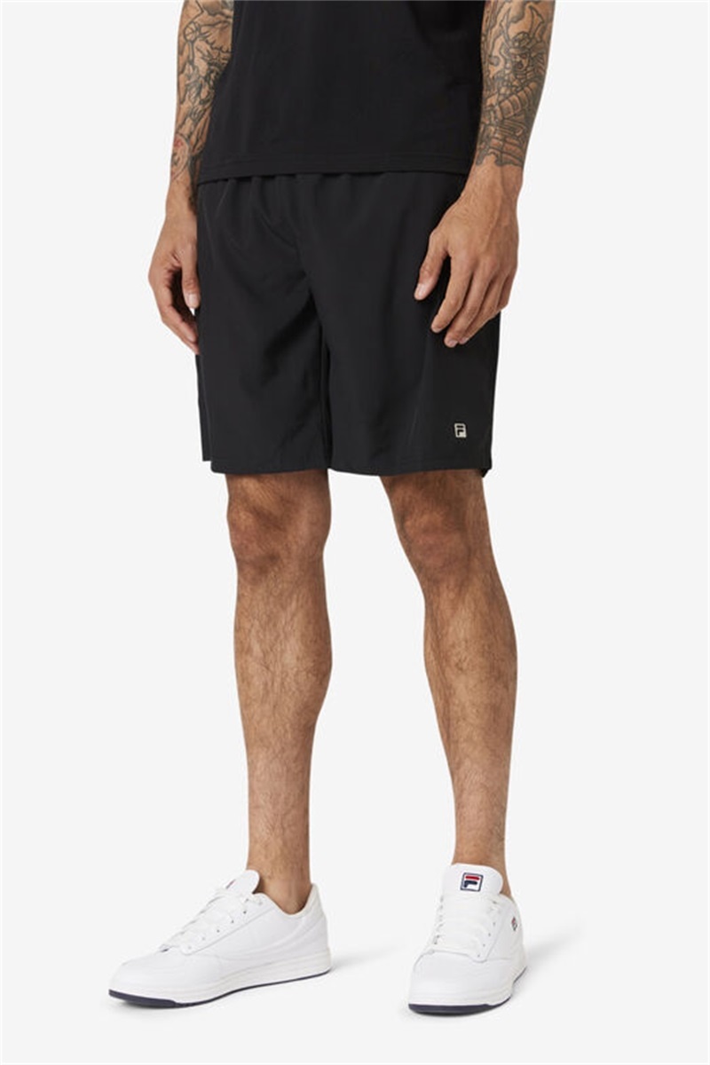 Black Men's Fila Essentials Double Layer Shorts | Saudi Arabia-175926