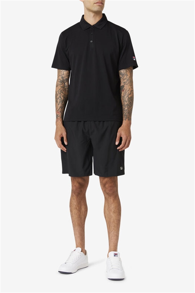 Black Men's Fila Essentials Double Layer Shorts | Saudi Arabia-175926