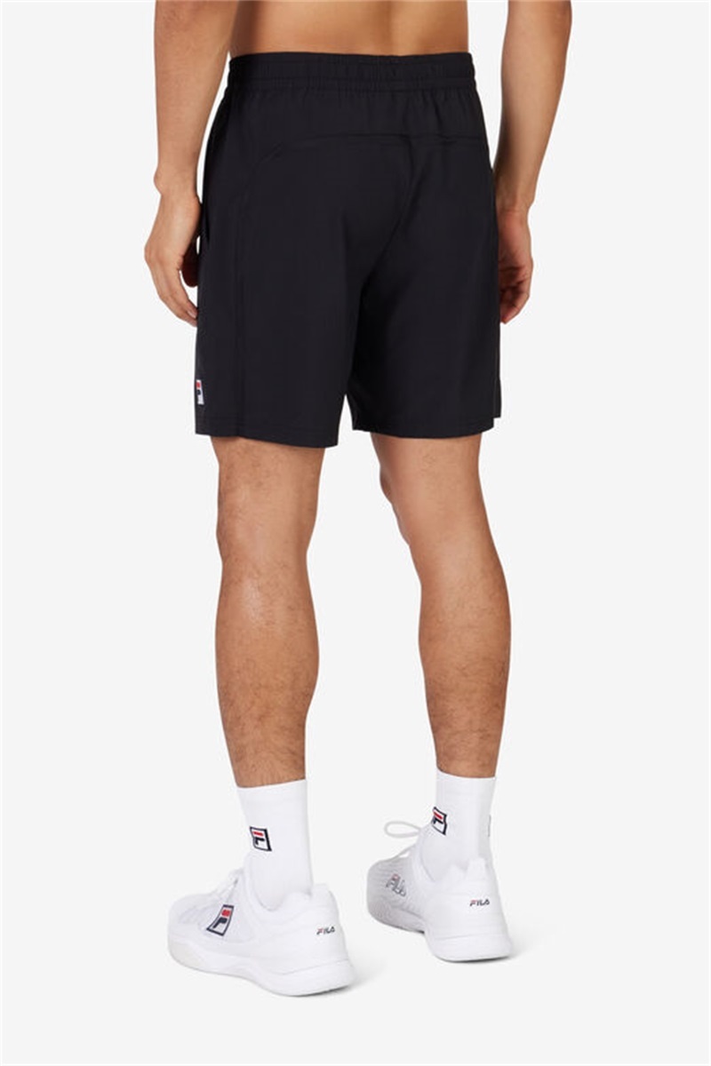 Black Men's Fila Essentials Woven Shorts | Saudi Arabia-257341