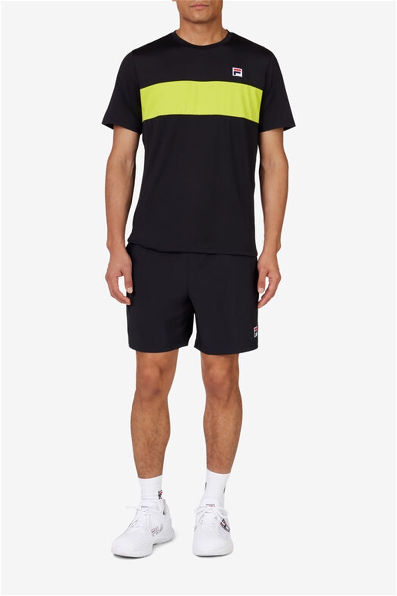 Black Men's Fila Essentials Woven Shorts | Saudi Arabia-257341