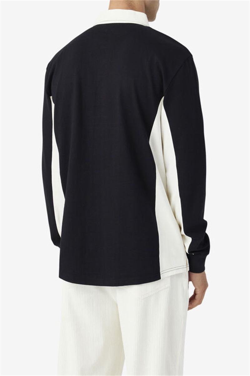 Black Men's Fila Filmore Rugby Polo Shirts | Saudi Arabia-847965