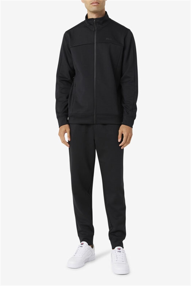Black Men's Fila Gonal Zip Jackets | Saudi Arabia-368021
