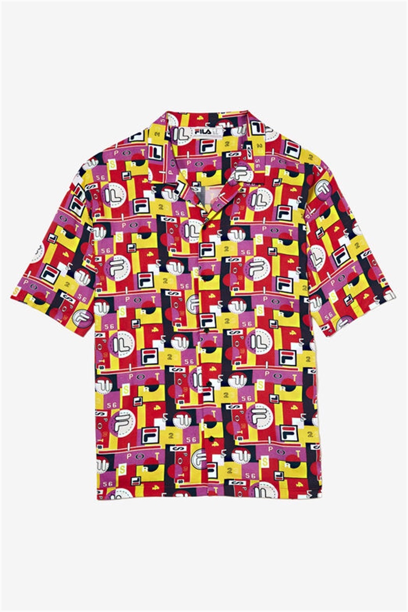 Black Men\'s Fila Hollis Hawaiian Festival Shirts | Saudi Arabia-702319