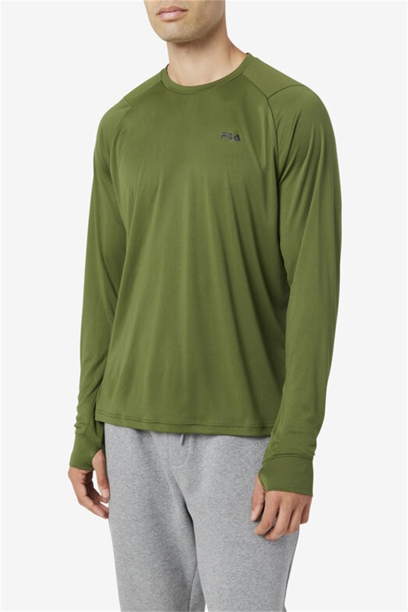 Black Men's Fila Jazam Long Sleeve Crew Tops | Saudi Arabia-127849