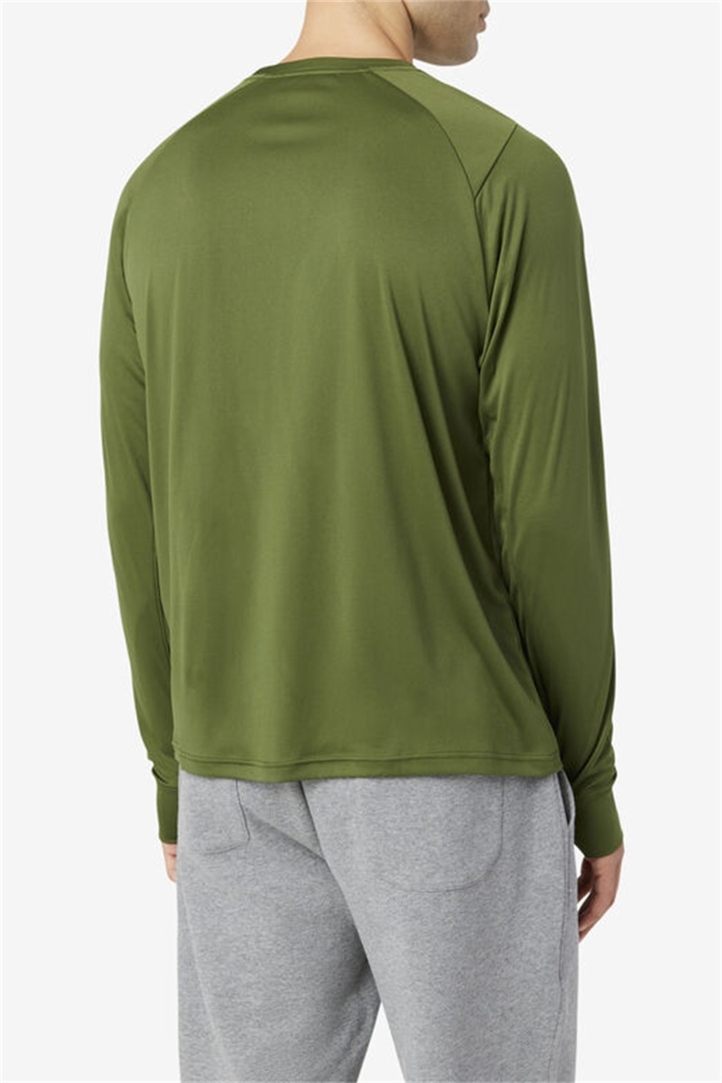 Black Men's Fila Jazam Long Sleeve Crew Tops | Saudi Arabia-127849