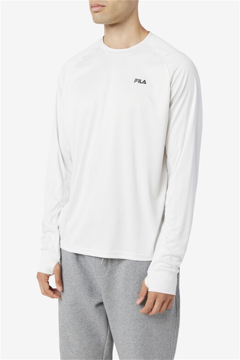 Black Men's Fila Jazam Long Sleeve Crew Tops | Saudi Arabia-059176