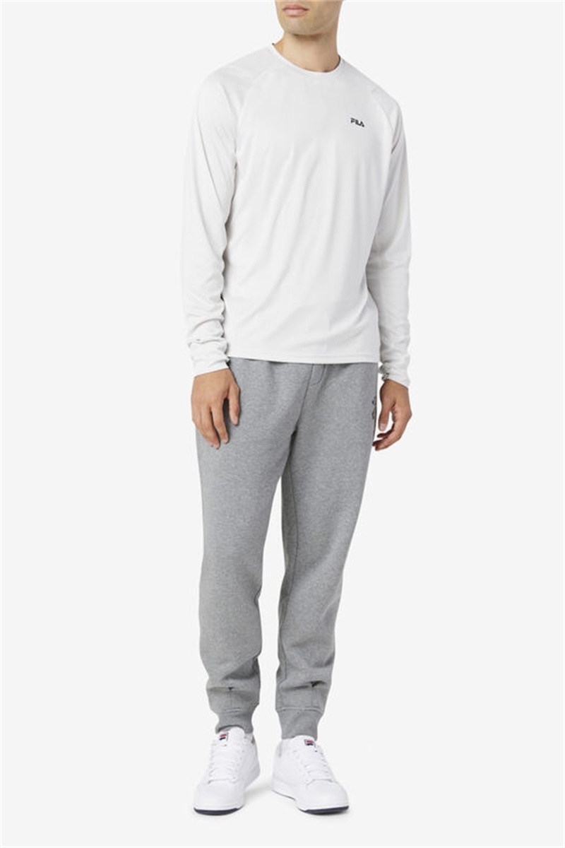 Black Men's Fila Jazam Long Sleeve Crew Tops | Saudi Arabia-059176