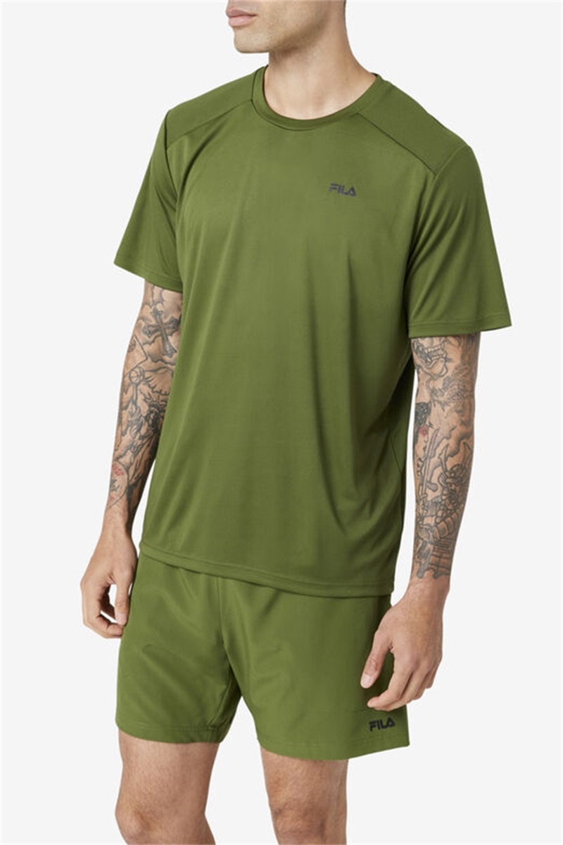 Black Men's Fila Kaab Crew Tops | Saudi Arabia-892360