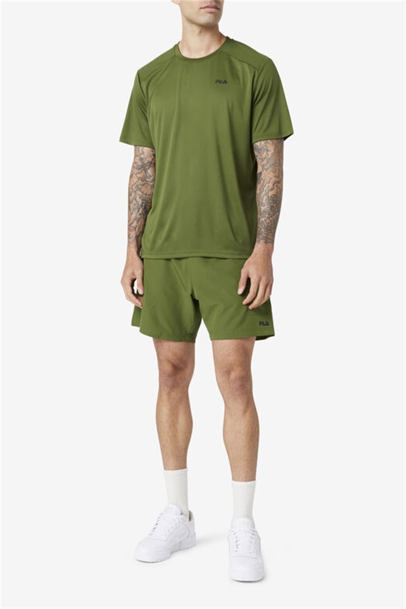 Black Men's Fila Kaab Crew Tops | Saudi Arabia-892360