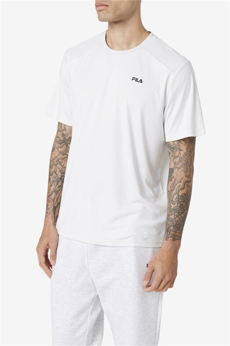 Black Men's Fila Kaab Crew Tops | Saudi Arabia-506214