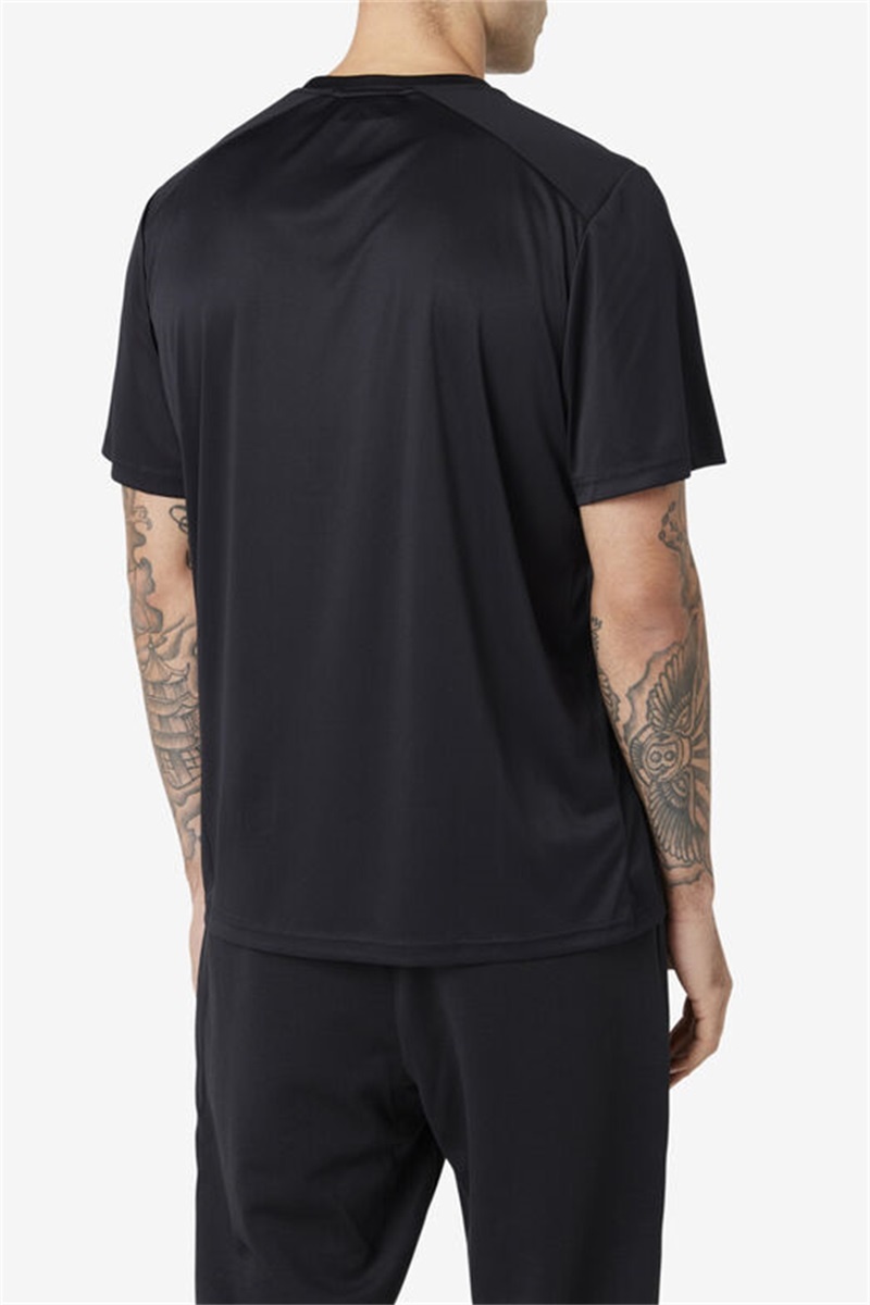 Black Men's Fila Kaab Crew Tops | Saudi Arabia-539104