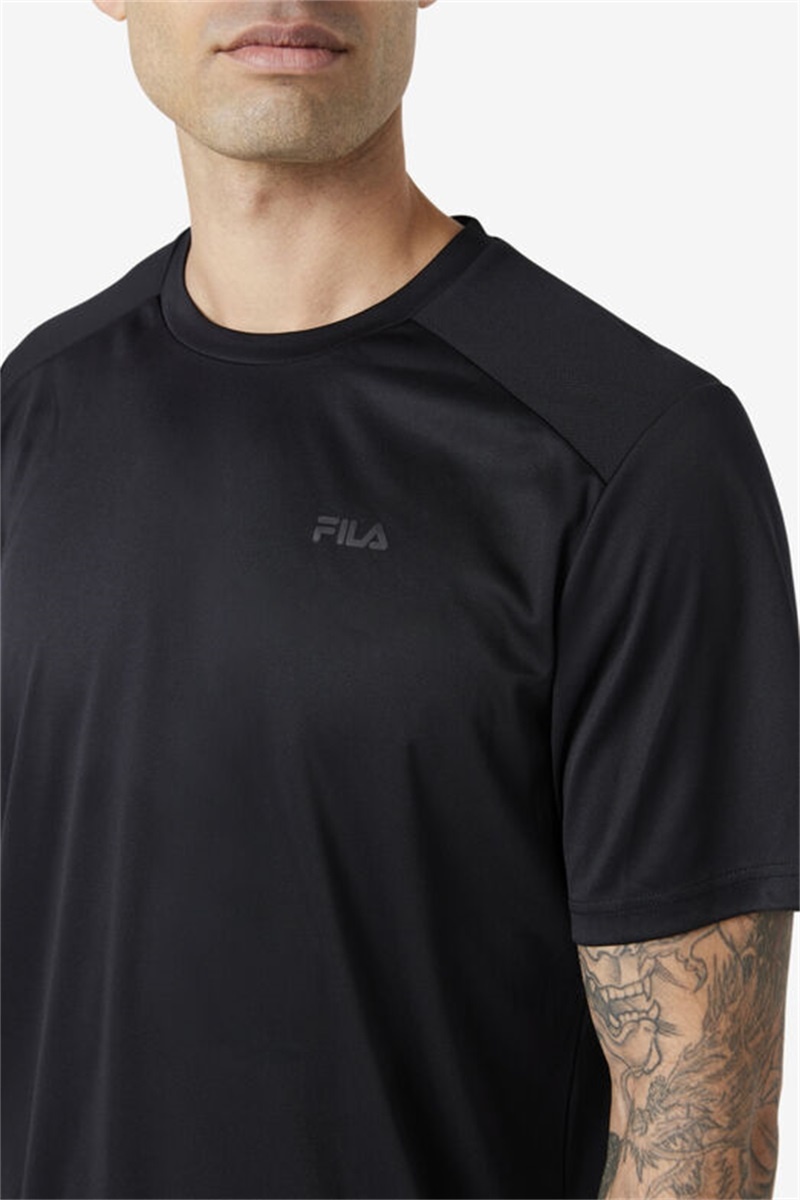 Black Men's Fila Kaab Crew Tops | Saudi Arabia-539104