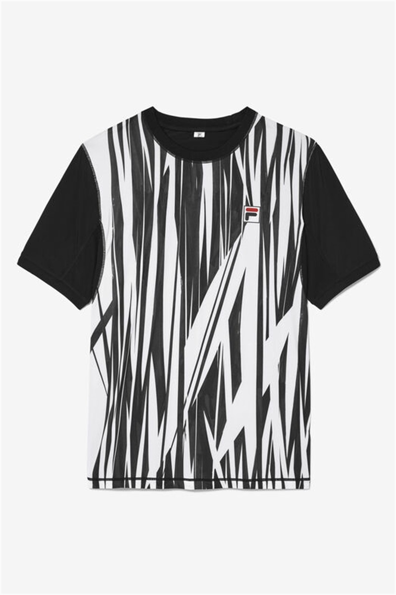 Black Men\'s Fila La Finale Short Sleeve Printed Crew Shirts | Saudi Arabia-985467
